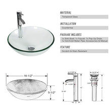 Load image into Gallery viewer, Amazon best 24 bathroom vanity and sink combo stand cabinet mdf board cabinet tempered glass vessel sink round clear sink bowl 1 5 gpm water save chrome faucet solid brass pop up drain w mirror a16b06