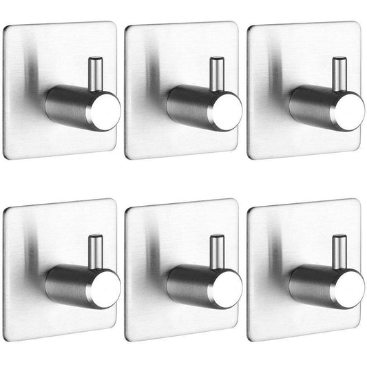 New self adhesive hooks keku 6 pack heavy duty stainless steel bathroom tower hooks for closets coat robe hanger rack wall mount