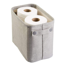 Load image into Gallery viewer, Discover mdesign soft cotton fabric closet storage organizer bin basket storage organizer for bathroom coated interior attached handles use on vanity cabinet shelf countertop tall 4 pack light gray