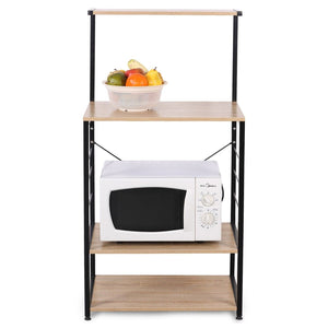 Order now woltu 4 tiers shelf kitchen storage display rack wooden and metal standing shelving unit for home bathroom use with 4 hooks