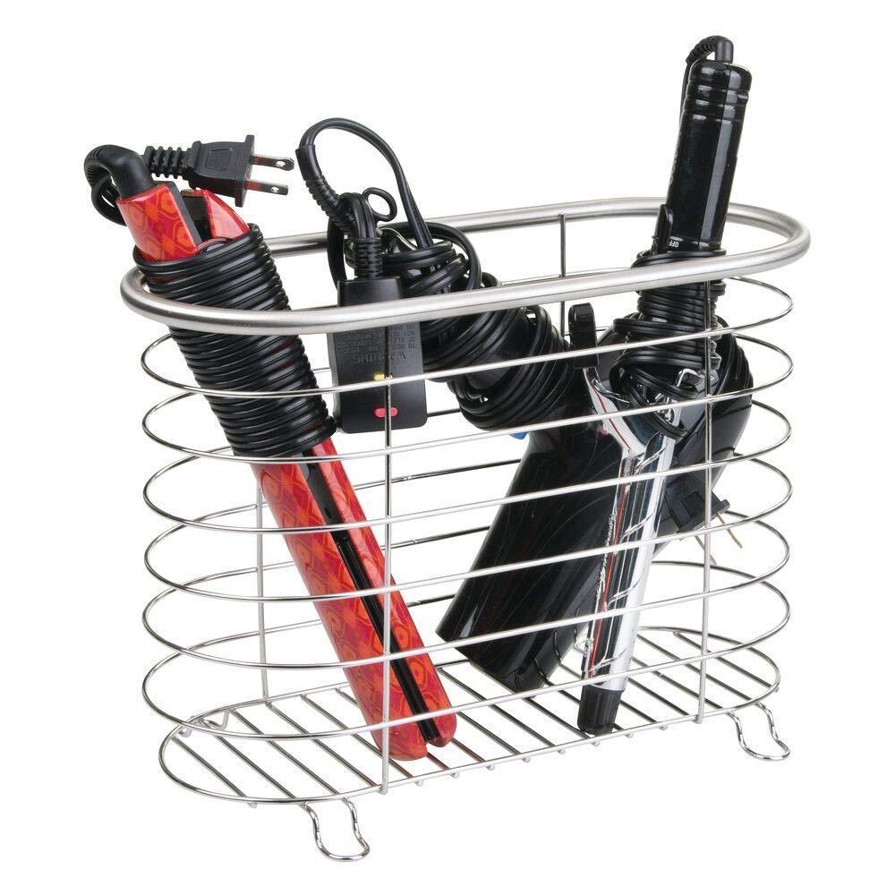 Select nice mdesign metal wire hair care styling tool organizer holder basket bathroom vanity countertop storage for hair dryer flat irons curling wands hair straighteners brushed