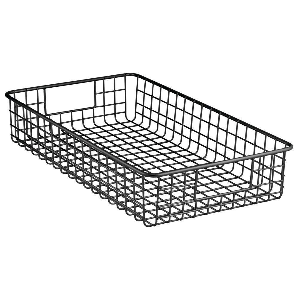 Heavy duty mdesign household metal wire cabinet organizer storage organizer bins baskets trays for kitchen pantry pantry fridge closets garage laundry bathroom 16 x 9 x 3 4 pack matte black