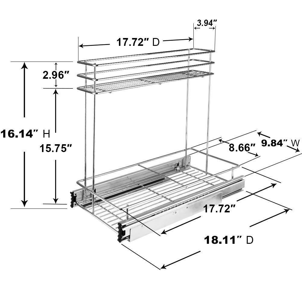 Heavy duty secura pull out cabinet organizer professional kitchen and bathroom sink cabinet organizer with 2 tier sliding out shelves