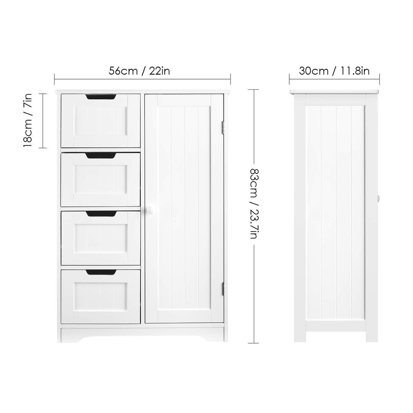 Latest homfa bathroom floor cabinet wooden side storage organizer cabinet with 4 drawer and 1 cupboard freestanding unit for better homes and gardens offic