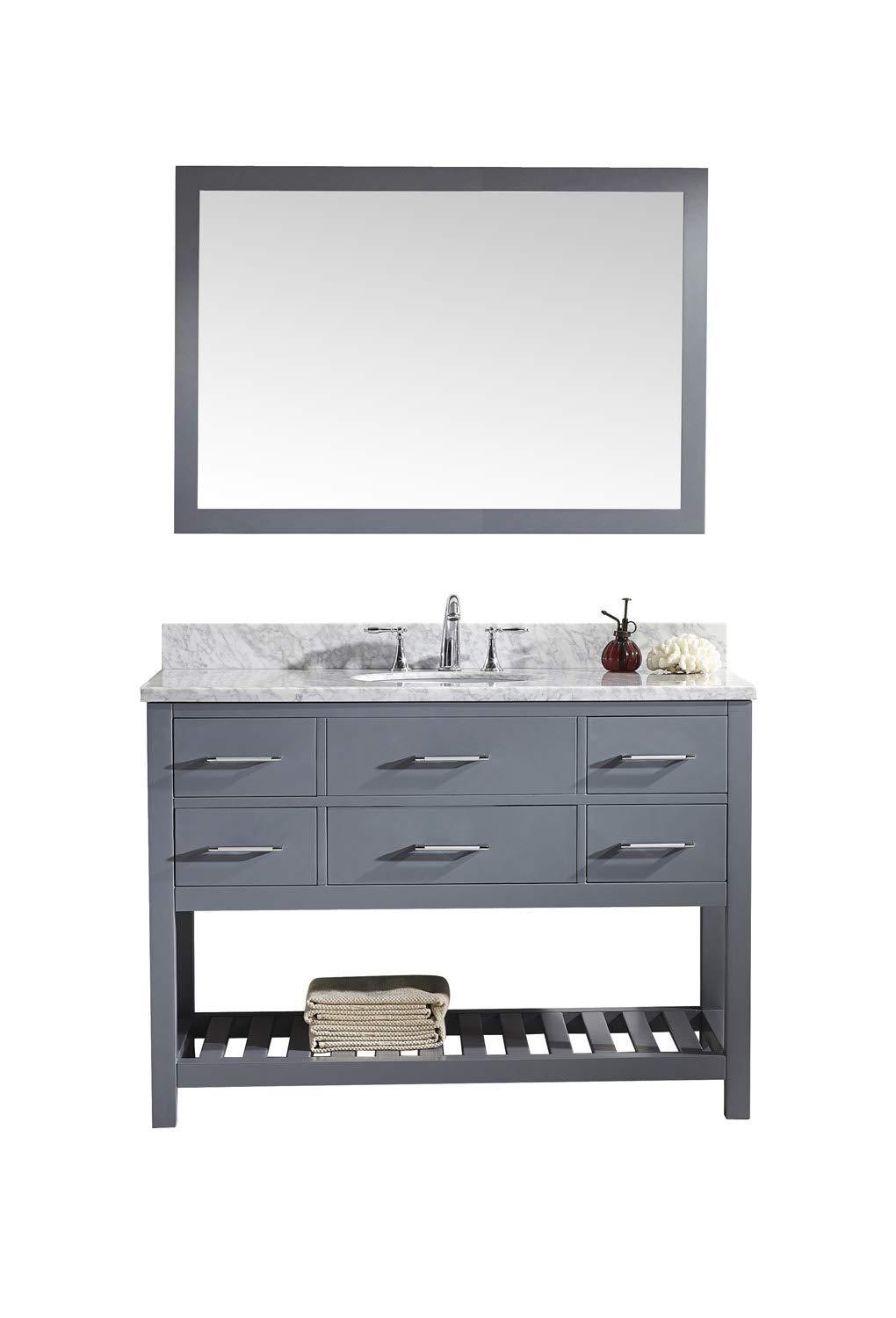 Shop for virtu usa caroline estate 48 inch single sink bathroom vanity set in grey w round undermount sink italian carrara white marble countertop no faucet 1 mirror ms 2248 wmro gr