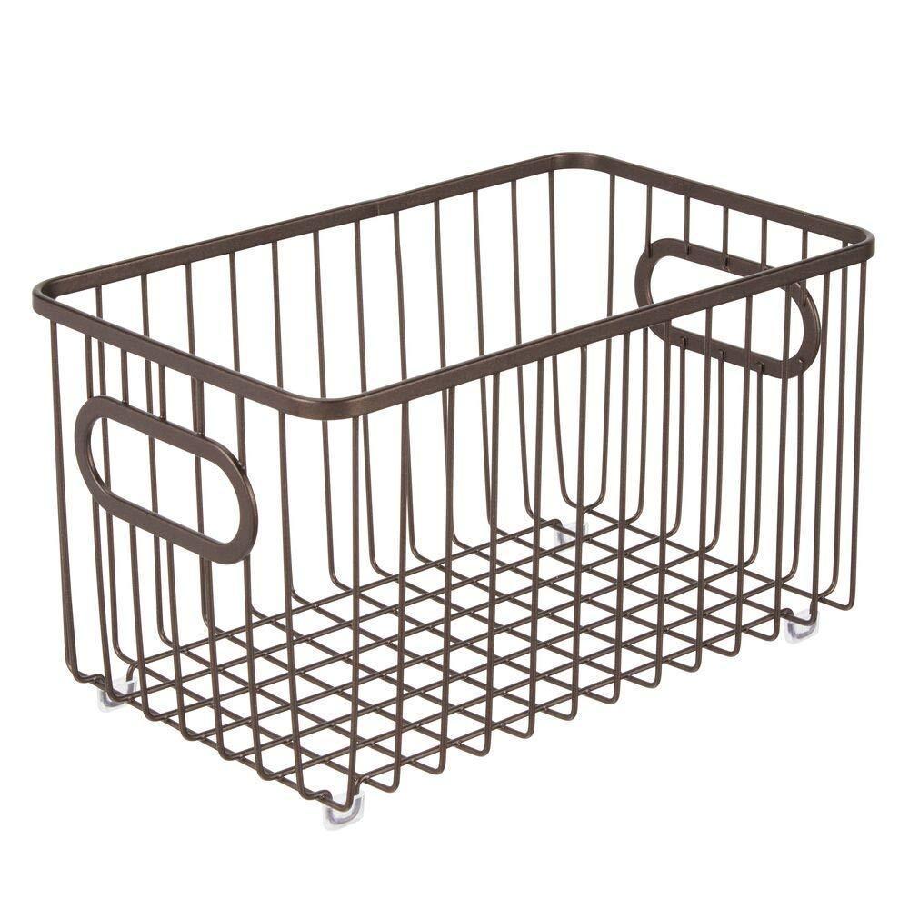 Great mdesign metal bathroom storage organizer basket bin modern wire grid design for organization in cabinets shelves closets vanity countertops bedrooms under sinks 4 pack bronze