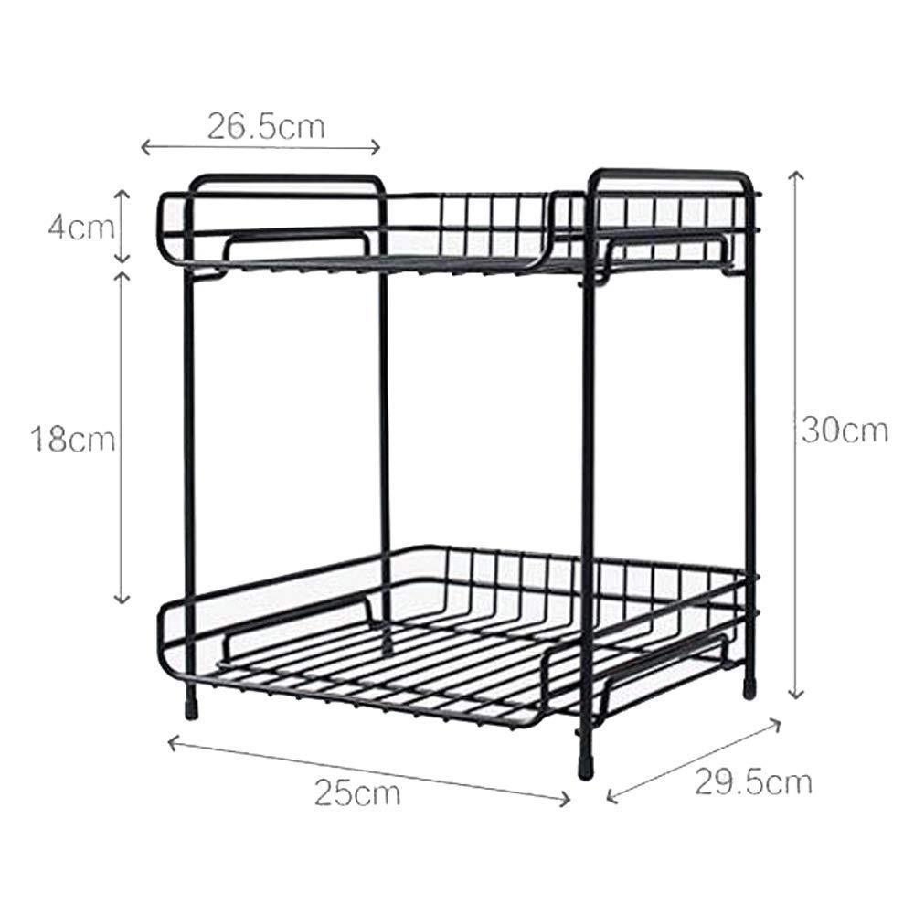 Try aiyoo 2 tier black metal bathroom standing storage organizer countertop kitchen condiment shelf rack for spice cans jars bottle shelf holder rack