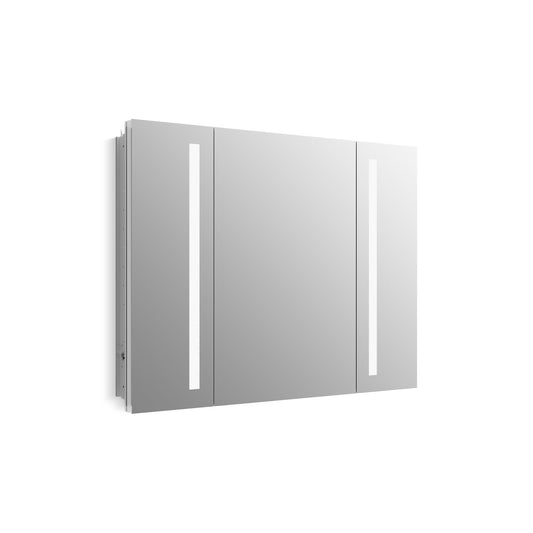 Try kohler k 99011 tl na verdera 40 inch x 30 inch led lighted bathroom medicine cabinet slow close hinge internal magnifying mirror aluminum recess or surface mount 3 doors