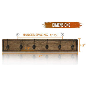 Home argohome coat rack wall mounted wooden 27 coat hooks scroll hook 6 rustic hooks solid pine wood perfect touch for entryway bathroom closet room