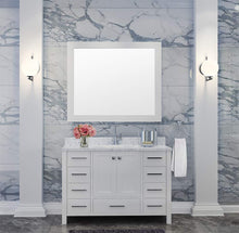 Load image into Gallery viewer, Budget ariel cambridge a043s wht 43 single sink solid wood bathroom vanity set in grey with white 1 5 carrara marble countertop