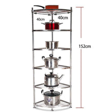 Load image into Gallery viewer, Get ddshelf vertical shelf stainless steel kitchen triangle rack corner rack put pot shelf storage supplies floor multi storey office bathroom adjustable display stand color 6tier size 4040cm