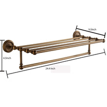 Load image into Gallery viewer, Heavy duty marmolux acc morocc series 3420 ab 24 inch towel shelf with bar storage holder for bathroom antique brass brushed bronze