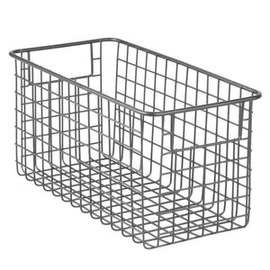 Save mdesign farmhouse decor metal wire food storage organizer bin basket with handles for kitchen cabinets pantry bathroom laundry room closets garage 12 x 6 x 6 4 pack graphite gray