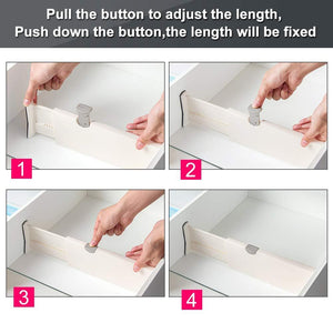Discover the best drawer dividers organizer 5 pack adjustable separators 4 high expandable from 11 17 for bedroom bathroom closet clothing office kitchen storage strong secure hold foam ends locks in place