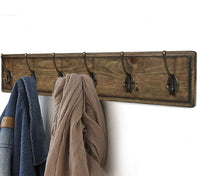 Load image into Gallery viewer, Featured argohome coat rack wall mounted wooden 27 coat hooks scroll hook 6 rustic hooks solid pine wood perfect touch for entryway bathroom closet room