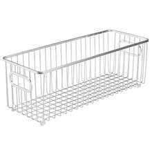 Load image into Gallery viewer, Heavy duty mdesign deep metal bathroom storage organizer basket bin farmhouse wire grid design for cabinets shelves closets vanity countertops bedrooms under sinks 4 pack chrome
