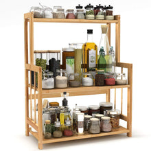 Load image into Gallery viewer, Exclusive 3 tier standing spice rack little tree kitchen bathroom countertop storage organizer bamboo spice bottle jars rack holder with adjustable shelf bamboo