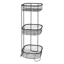 Load image into Gallery viewer, Get mdesign square metal bathroom shelf unit free standing vertical storage for organizing and storing hand towels body lotion facial tissues bath salts 3 shelves steel wire matte black