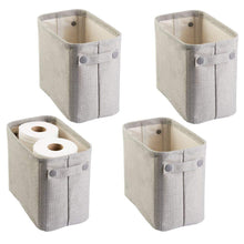 Load image into Gallery viewer, Buy now mdesign soft cotton fabric closet storage organizer bin basket storage organizer for bathroom coated interior attached handles use on vanity cabinet shelf countertop tall 4 pack light gray
