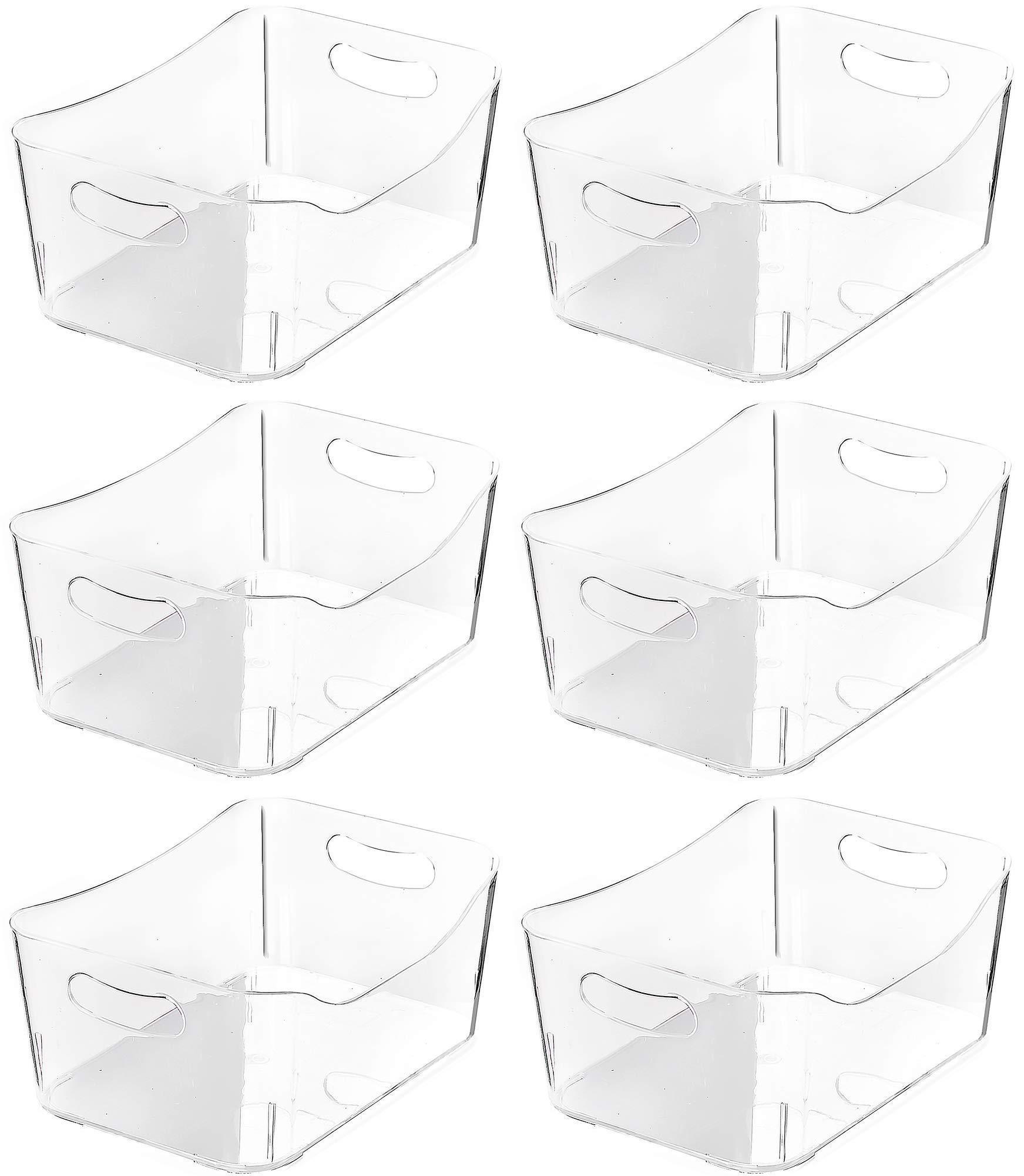 Top rated ybm home open bin storage basket kitchen pantry bathroom vanity laundry health and beauty product supply organizer under cabinet caddy medium 6 pack clear