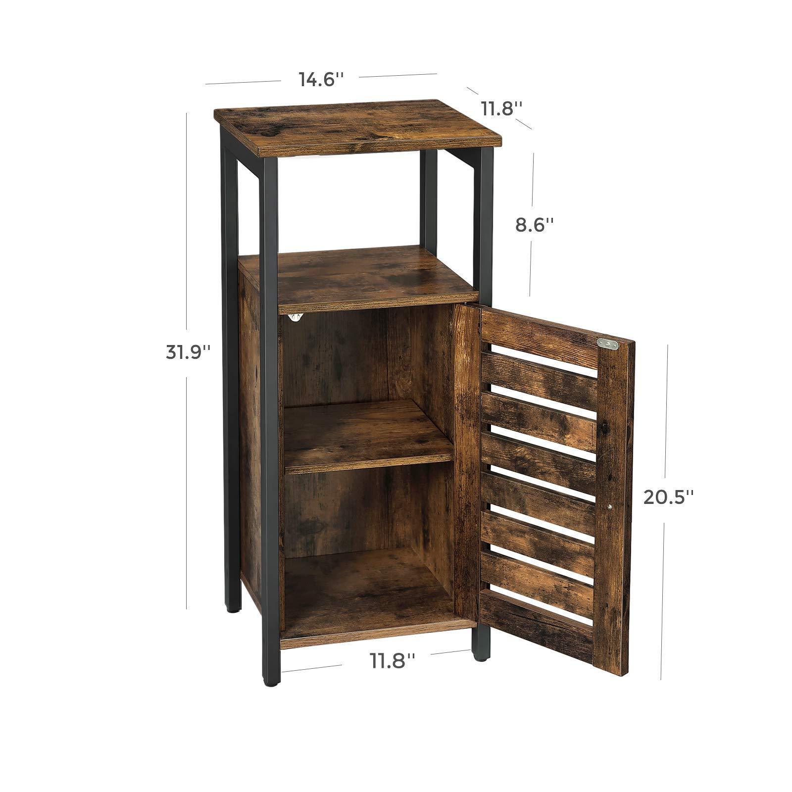 Selection vasagle industrial bathroom storage cabinet end table storage floor cabinet with shelf multifunctional in living room bedroom hallway rustic brown ulsc34bx