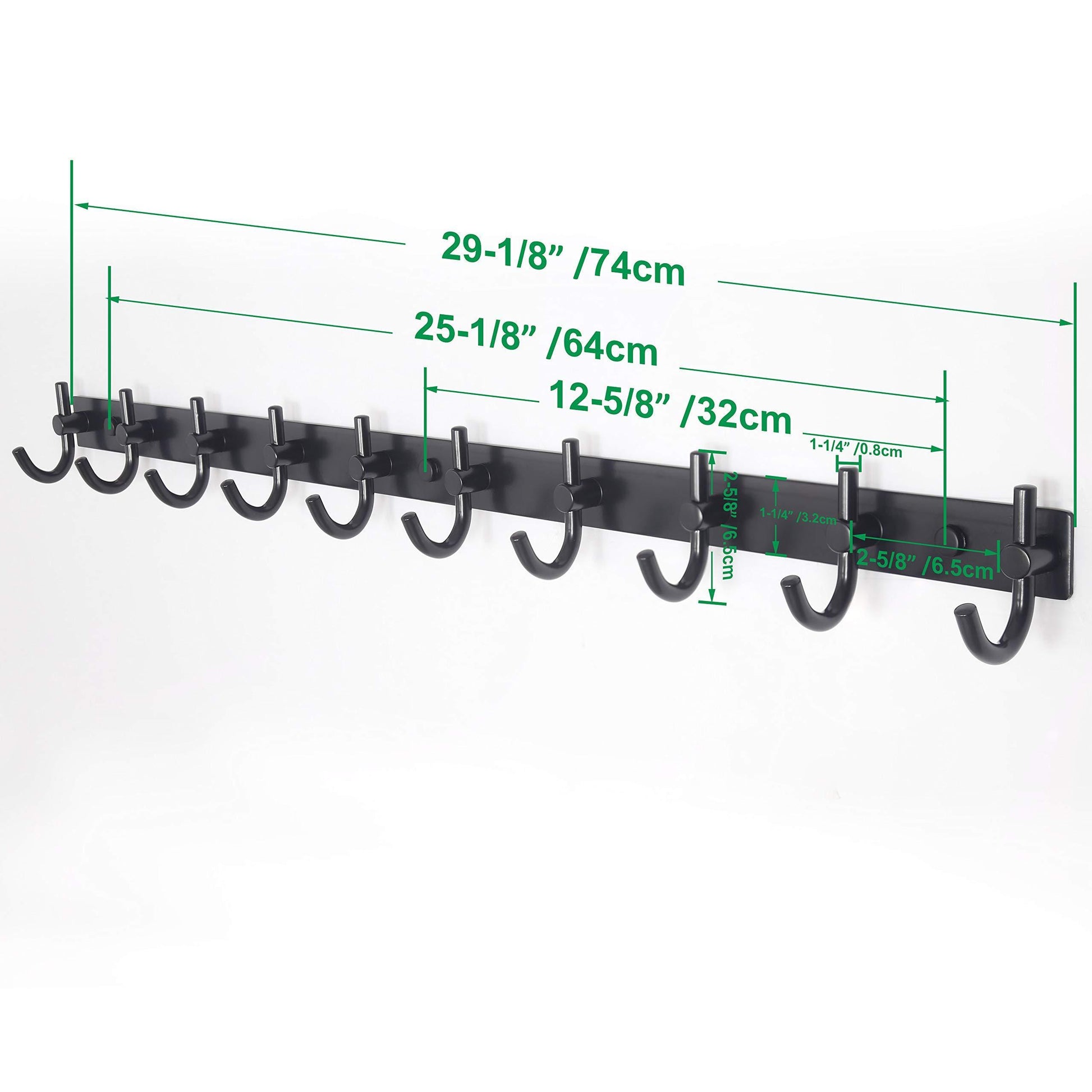 New webi wall mounted coat rack 30 inch 10 hooks rack rail heavy duty coat hat hook for bathroom entryway closet foyer hallway black 2 packs