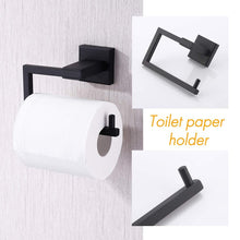 Load image into Gallery viewer, Shop here kes bathroom accessories toilet paper holder towel ring sus304 stainless steel rustproof 2 piece morden wall mount matte black finish la24bk 21