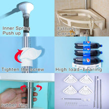 Load image into Gallery viewer, Results baoyouni bathroom shower storage corner caddy tension pole 4 tier bathtub caddies shelf rod organizer rack with towel bar extra large trays ivory