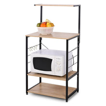Load image into Gallery viewer, Online shopping woltu 4 tiers shelf kitchen storage display rack wooden and metal standing shelving unit for home bathroom use with 4 hooks
