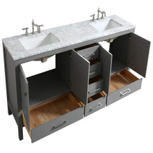 Load image into Gallery viewer, Save eviva evvn412 72gr aberdeen 72 transitional grey bathroom vanity with white carrera countertop double square sinks combination