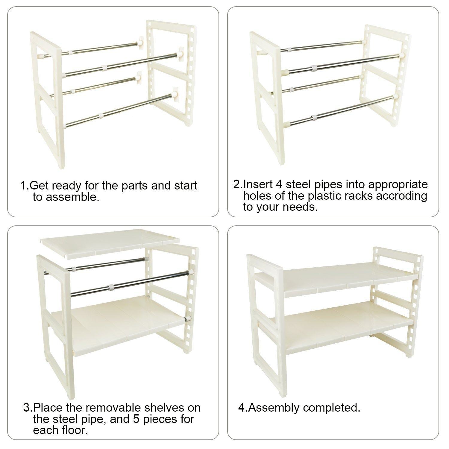 Discover obor expandable under sink organizer 2 tier multifunctional storage rack with removable shelves and steel pipes for kitchen bathroom and garden