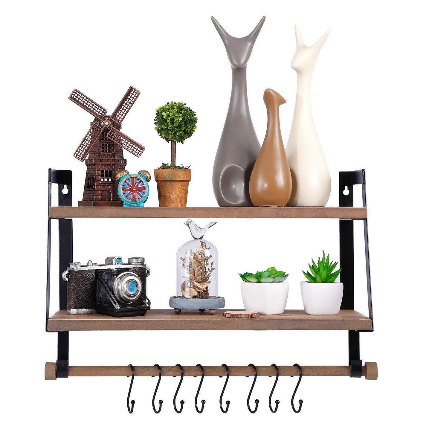 The best halcent wall shelves wood storage shelves with towel bar floating shelves rustic 2 tier bathroom shelf kitchen spice rack with hooks for bathroom kitchen utensils