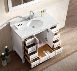 Amazon ariel cambridge a043s wht 43 single sink solid wood bathroom vanity set in grey with white 1 5 carrara marble countertop
