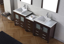Load image into Gallery viewer, On amazon virtu usa dior 82 inch double sink bathroom vanity set in espresso w square vessel sink white engineered stone countertop single hole polished chrome 2 mirrors kd 70082 s es