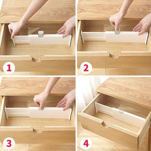 Load image into Gallery viewer, Discover the diommell 4 pack adjustable dresser drawer dividers organizers plastic expandable drawer organization separators for kitchen bedroom closet bathroom and office drawers white