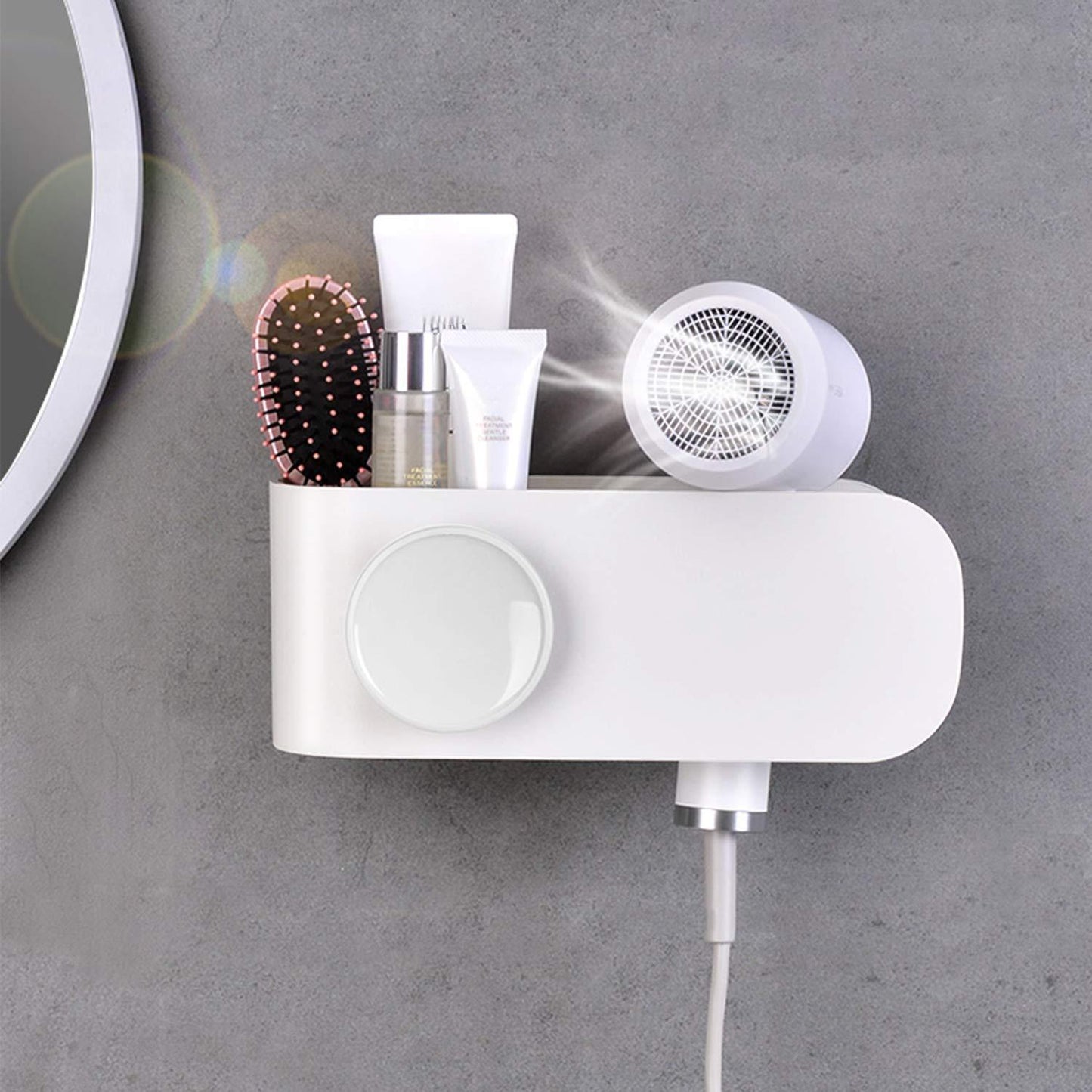 Results termichy hair dryer holder wall mounted blow dryer holder with cable tidy heat resistant spiral hanging rack for bathroom bedroom white