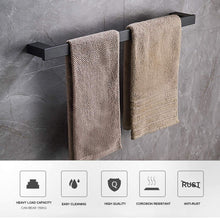 Load image into Gallery viewer, Discover the best whifea bathroom hardware set 4 piece wall mounted shelves stainless steel towel bars toilet paper holder robe hook bathroom fixture set matte black