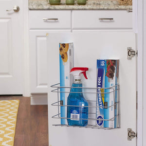 Household Essentials 1229-1 Two-Compartment Kitchen Under Sink Organizer - Great for Cutting Boards and Kitchen Wrap- Mounts to Walls and Cabinet Doors
