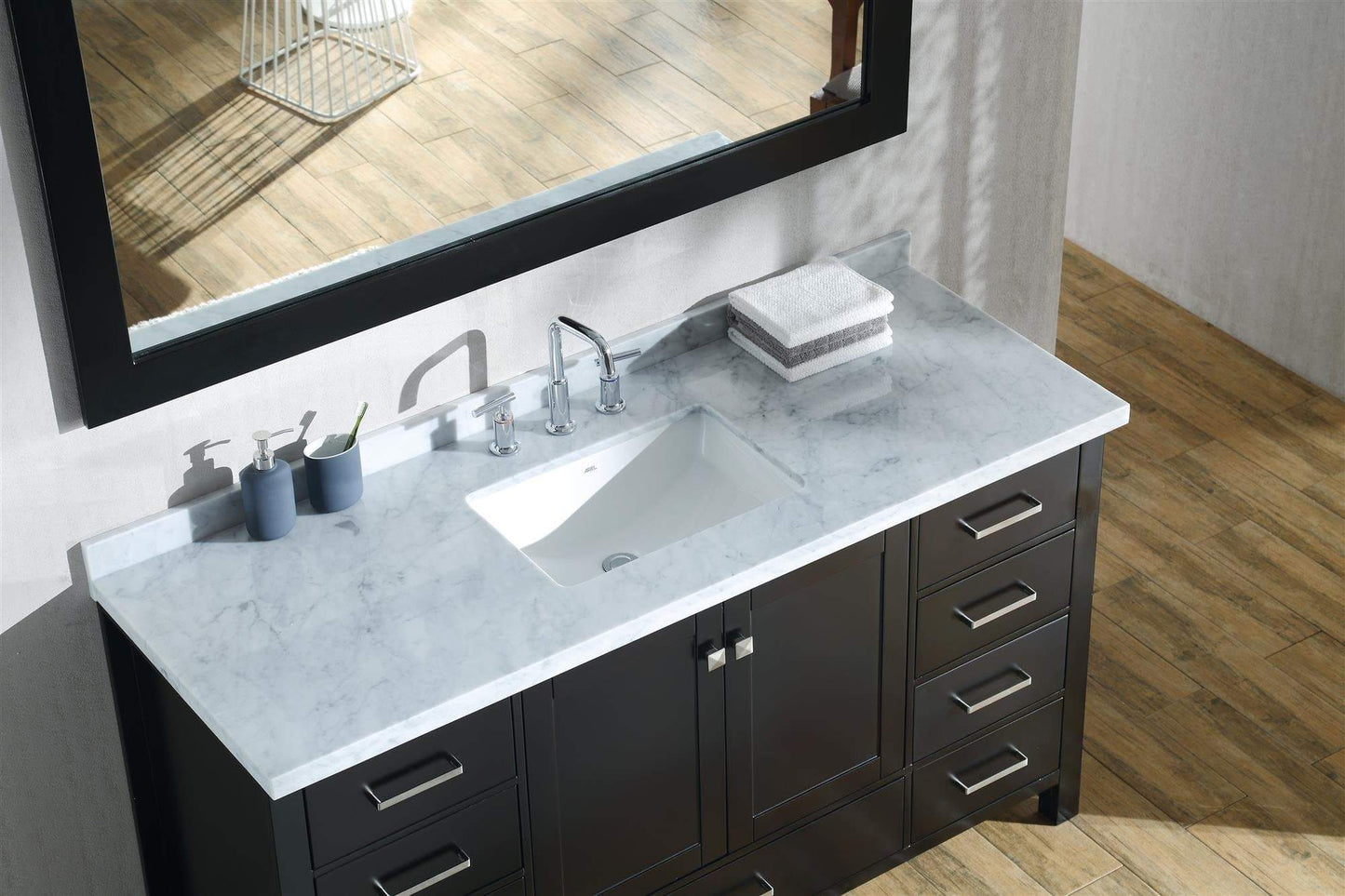 Discover the best ariel cambridge a061s cwr esp 61 inch single sink bathroom vanity set in espresso with carrara white marble countertop rectangular sink