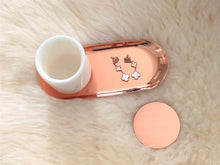 Load image into Gallery viewer, Latest white real marble jar with rose gold lid tray small vanity jar for bathroom storage make up brushes q tips pens flowers trinkets keys metal lid round shape container bathroom cup