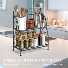 Load image into Gallery viewer, Top rated f color bathroom countertop organizer 2 tier collapsible kitchen counter spice rack jars bottle shelf organizer rack black