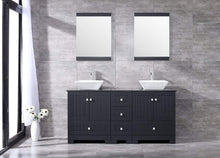 Load image into Gallery viewer, Order now sliverylake 60 bathroom vanity and sink combo bathroom cabinet black countertop sink bowl w mirror set ceramic vessel black trapeziform