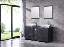 Load image into Gallery viewer, On amazon sliverylake 60 bathroom vanity and sink combo bathroom cabinet black countertop sink bowl w mirror set ceramic vessel black trapeziform