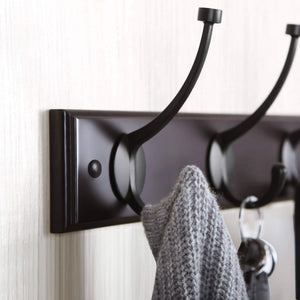 Storage songmics wooden wall mounted coat rack 16 inch rail with 4 metal hooks for entryway bathroom closet room dark brown ulhr20z