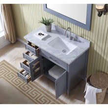 Load image into Gallery viewer, Shop ariel d043s r gry kensington 43 inch right offset single sink bathroom vanity set in grey with carrara marble countertop
