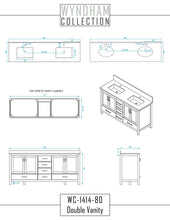 Load image into Gallery viewer, Purchase wyndham collection sheffield 80 inch double bathroom vanity in white white carrera marble countertop undermount square sinks and no mirror