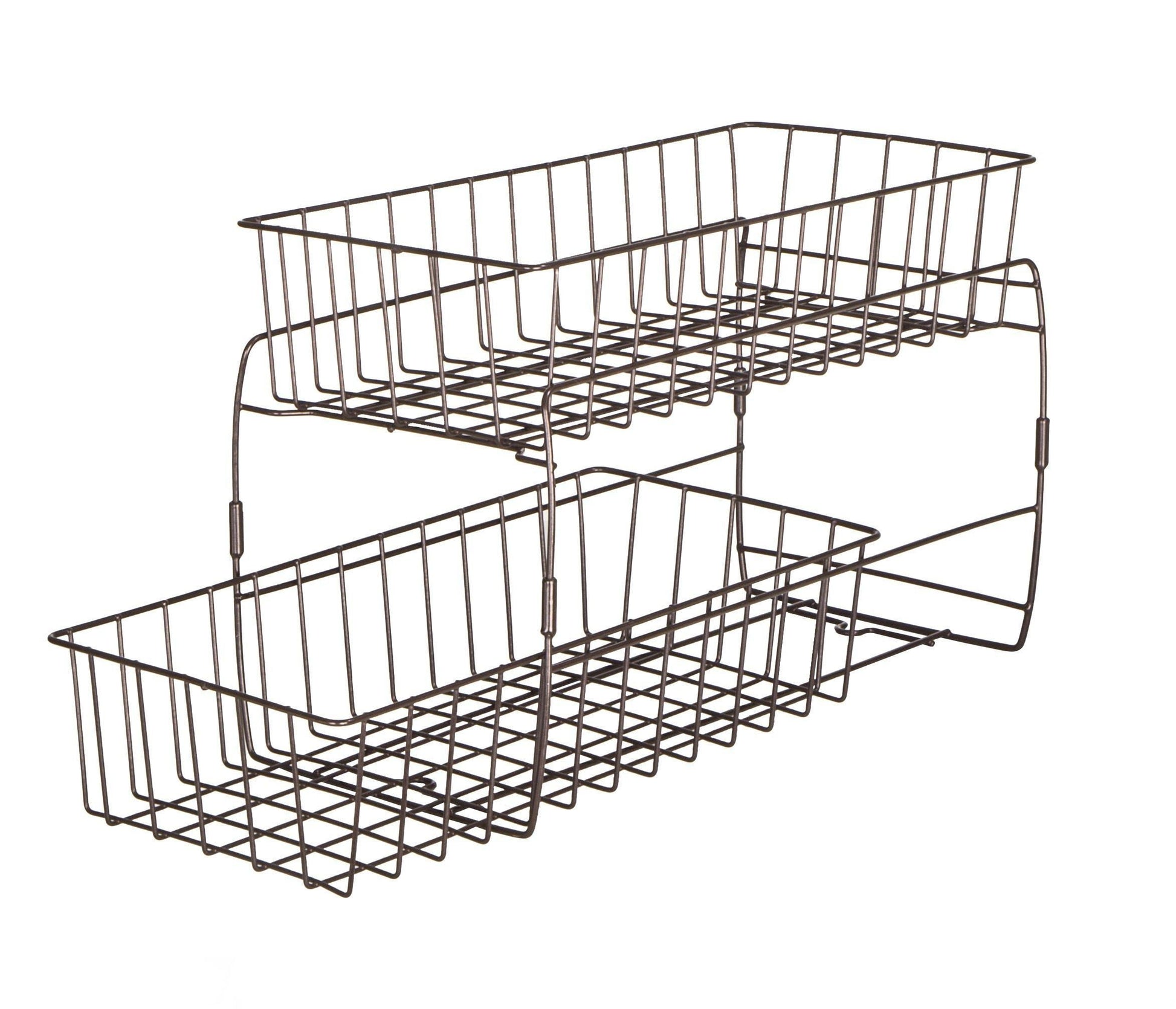 Select nice smart design 2 tier stackable pull out baskets sturdy wire frame design rust resistant vinyl coat for pantries countertops bathroom kitchen 18 x 11 75 inch bronze