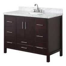Load image into Gallery viewer, Related kitchen bath collection kbc039brcarr california bathroom vanity with marble countertop cabinet with soft close function and undermount ceramic sink carrara chocolate 48