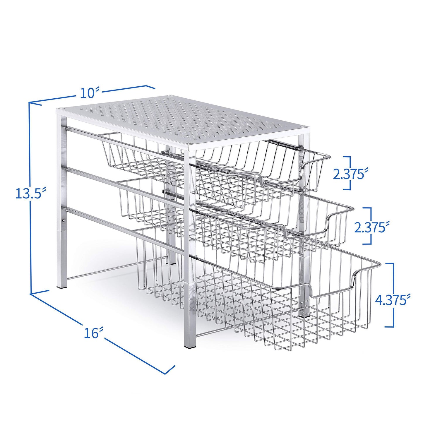 Featured simple trending 3 tier under sink cabinet organizer with sliding storage drawer desktop organizer for kitchen bathroom office stackbale chrome