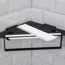 Load image into Gallery viewer, Great forious bathroom shower caddy and kitchen shelf combine with squeegee towel ring and robe hooks patented glue 3m self adhesive aluminum black
